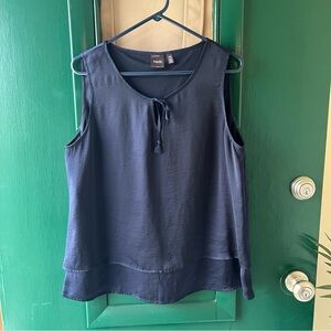 Rafella Silky Navy Sleeveless Blouse